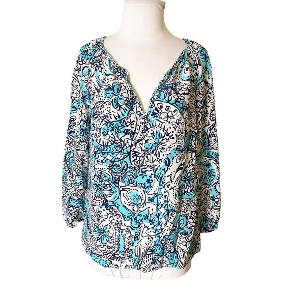 Lilly Pulitzer sarabeth silk top hippy hippy shake - Picture 7 of 10